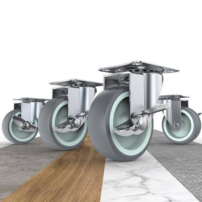 Roulette pivotante universelle de 3 pouces en TPR avec tige filetée M12 Pièces de rechange pour chaise de bureau | Leroy Merlin