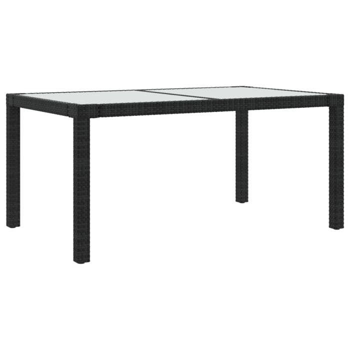 Table de jardin - UU - 4 personnes - 150x90x75cm Verre trempé et résine tressée Noir C553