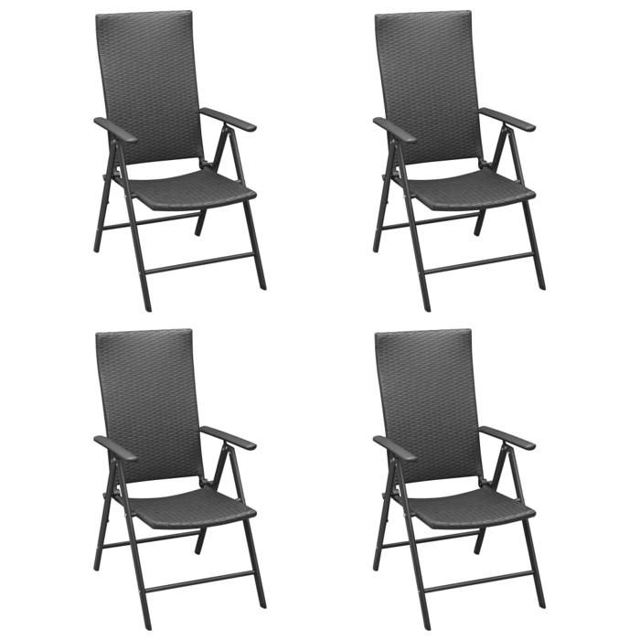 Remise Lot de 4 Chaises de jardin - 4 Personnes - Résine tressée Noir JILIMAISON2025 7104330