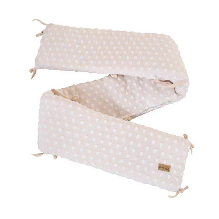 Tour de Lit en Coton Bio ROBA - Frosty Almond - 170 cm - Certifié Oeko-Tex & OCS - Beige Amande - Pois en Relief