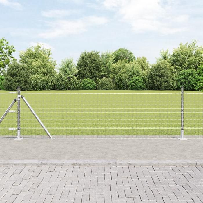 vidaXL Poteaux de clôture avec plaques de base 26 pcs Ø32mm 50cm en acier galvanisé