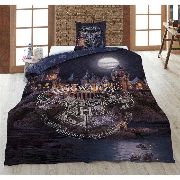 Set copripiumino Harry Potter, copripiumino 140 x 200 cm + 1 federa 65 x 65 cm, 100% cotone, Hogwarts