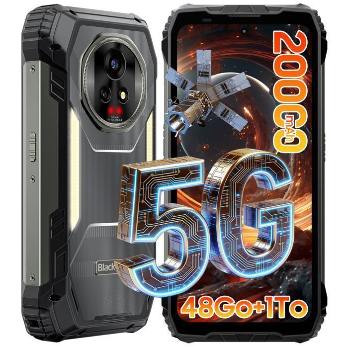 5G Téléphone Portable Incassable-Blackview XPLORE 2 Satellite-Smartphone robuste48Go+1ToAndroid 15 6.73 20000mAhNFC- Noir