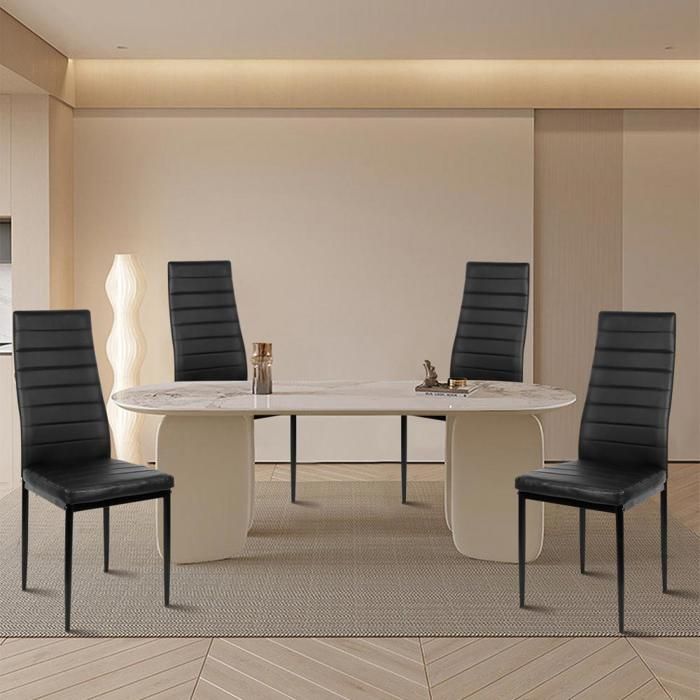 SUPFINE Lot de 4 Chaises de Salle à Manger de Cuisine de Salon Rembourrées Ergonomiques Style Scandinave Noir