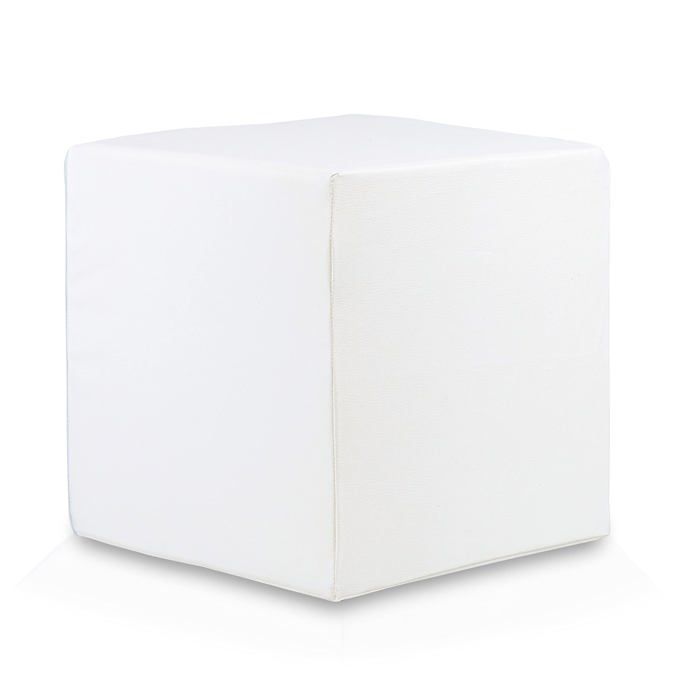 Pouf repose-pieds carré Ottomana Cube 40x40x40 cm Canapé déhoussable Résistant et anti-déchirure Tabouret Blanc E1 Ecopuf