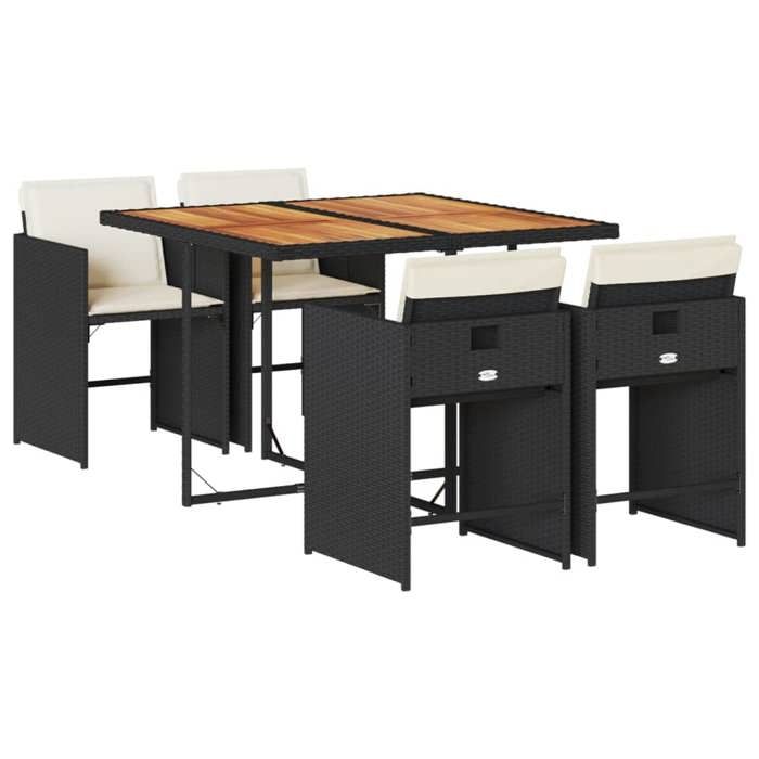 Ensemble à manger de jardin - BURKE - 5 pièces - Résine tressée - Noir - Table 110x106x73 cm - Chaise 505x54x79 cm
