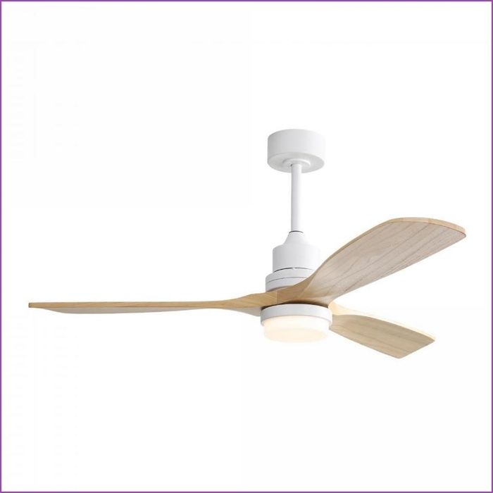 Ventilateur de plafond 52 pouces - LED Dimmable - 3 Pales Bois - Moteur DC Réversible - Télécommande 6 Vitesses - Blanc - Dominiquefe