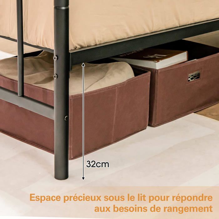 GIANTEX Cadre de Lit Métallique-140W*200L*100.5H cm-Châssis de Lit de Taille Complète-Style Élégante et Minimaliste Charge 300 KG