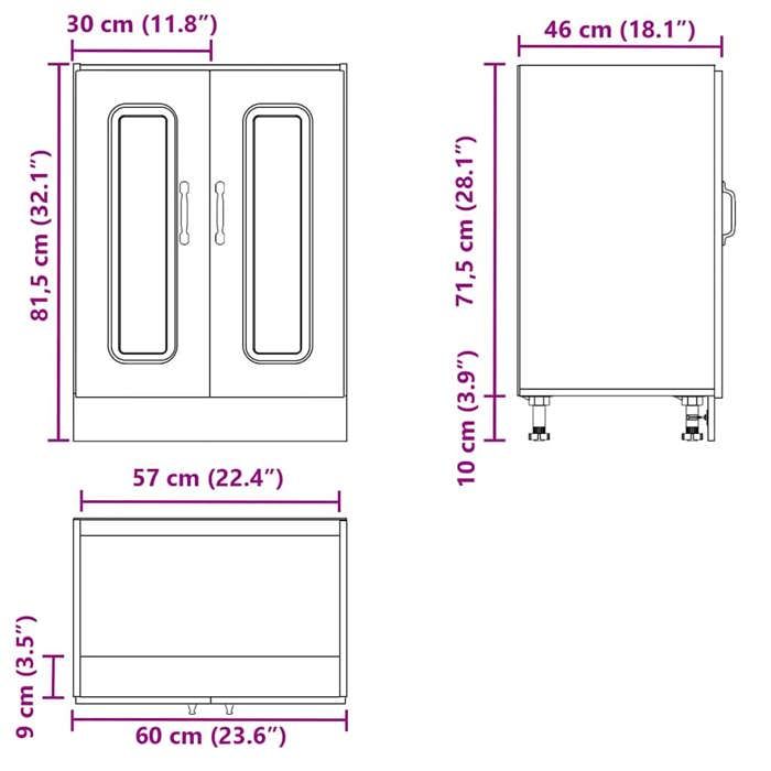 Remise 2026®Caisson de cuisine Brun - Meuble bas pour évier Kalmar - Chêne Marron - Bois dingénierie 385 2476653
