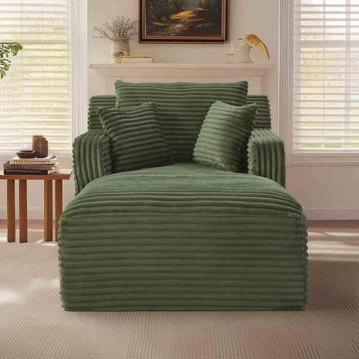 Fauteuil Togo Sofa en velours côtelé - Chaise longue relax moderne sans montage pour salon et appartement-Vert