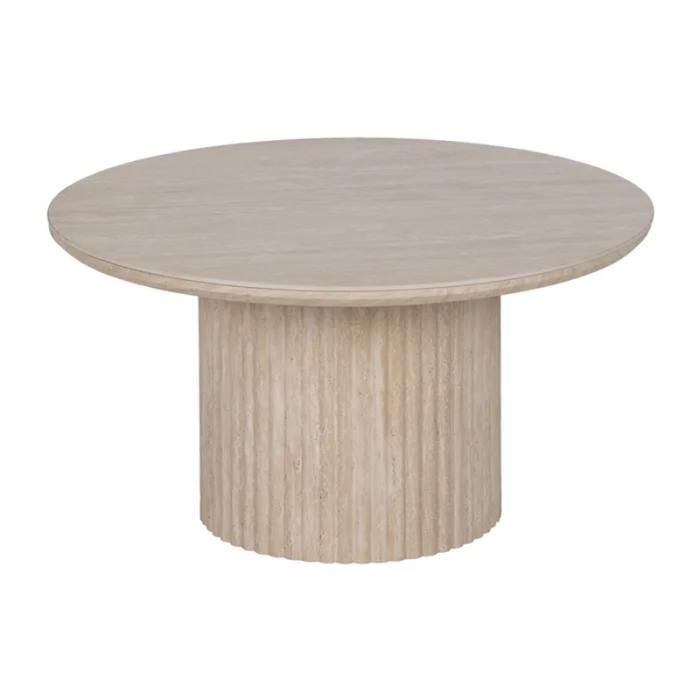 Table Basse - Meubles&Design - Table basse THYMORIA ronde pierre beige 70 cm pied cannelé Table Basse - Meubles&Design - Table basse THYMORIA ronde pierre beige 70 cm pied cannelé