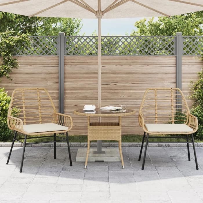Brun Siège de jardin -  Chaises de jardin - (2 pcs) - et coussins marron rotin C2121