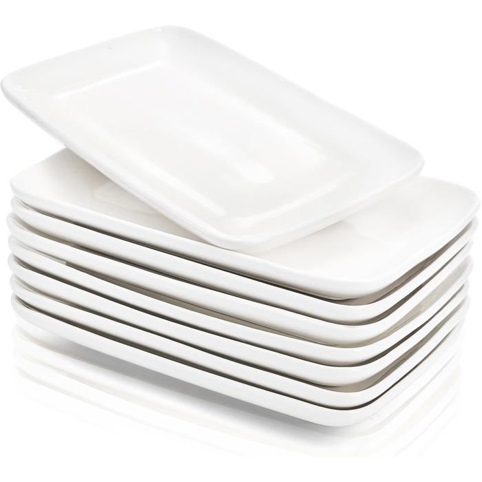 Azb Lot De 8 Assiettes Rectangulaires En Porcelaine Blanc 203 Cm