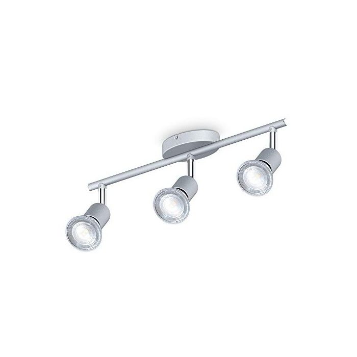 plafonnier 3 spots pivotants & orientables 3 ampoules LED 5W GU10 barre spots plafond salon salle à Argent 3 spots 3 spot AMPOULE