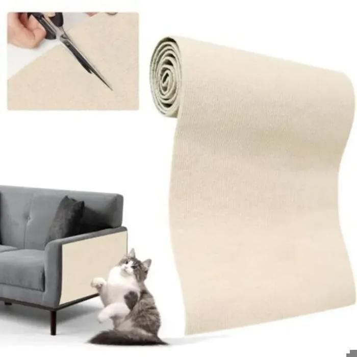 Tapis à gratter autocollant 200x40 cm pour chat – Protège canapé découpable beige Tapis à gratter autocollant 200x40 cm pour chat – Protège canapé découpable beige