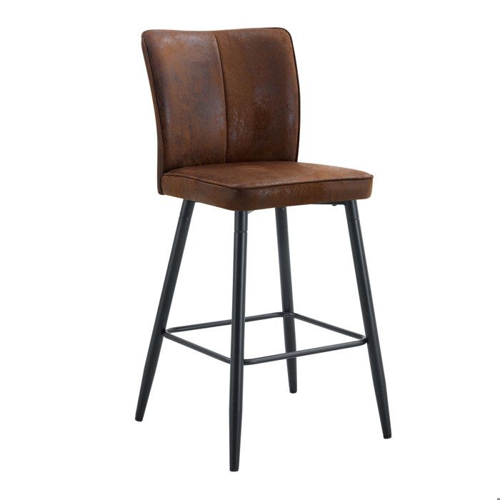 ELVORIN Tabourets de bar lot de 2 101 cm tissu marron et métal noir dossier ergonomique repose-pieds montage facile
