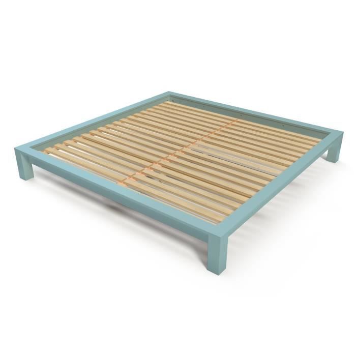abc meubles - lit king size 200 x 200 cm bois - (bleu pastel - 200x200)