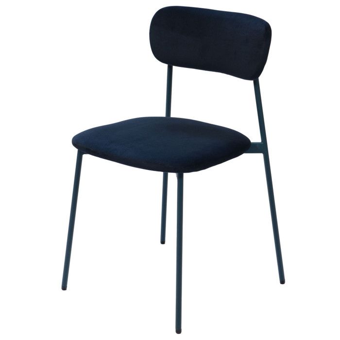 Chaise de salle à manger en velours bleu et métal Elma (lot de 2) - Amadeus Chaise de salle à manger en velours bleu et métal Elma (lot de 2) - Amadeus