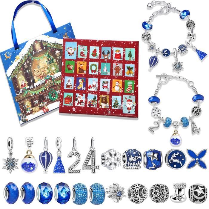 Calendrier de l'Avent pour Filles Enfants, DIY Calendrier de Noël 24 Bracelets  Bijoux, Cadeaux pour Filles 5-12 Ans - Cdiscount Maison