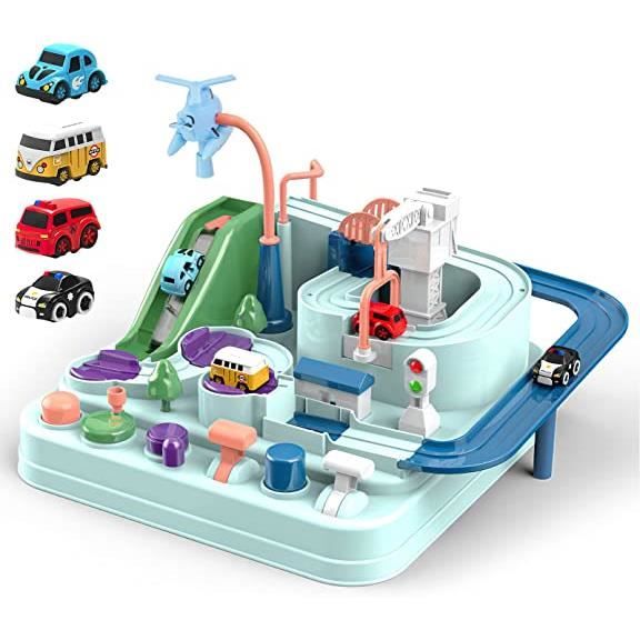 Jouets daventure en Voiture Circuit Enfant Piste Aventure De Sauvetage Ville Véhicules avec Ville Piste Jeux DEducatifs