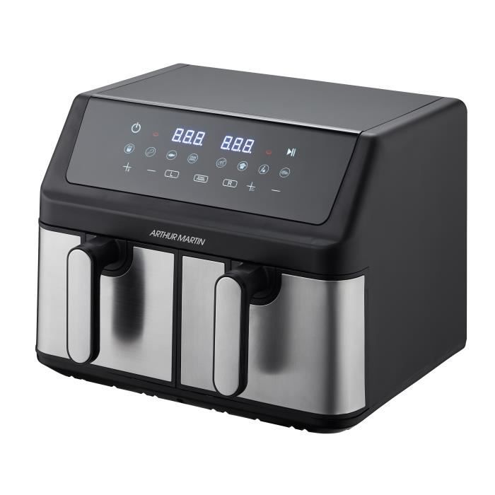 Friteuse sans huile - ARTHUR MARTIN - Airfryer - 2 cuves de 45L - 2000W - 8 programmes - Arthur martin