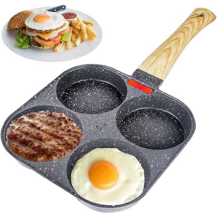 Poêle à Pancakes, Poêle à Crêpes 4 Trous, Pancake Poele Anti Adhesive