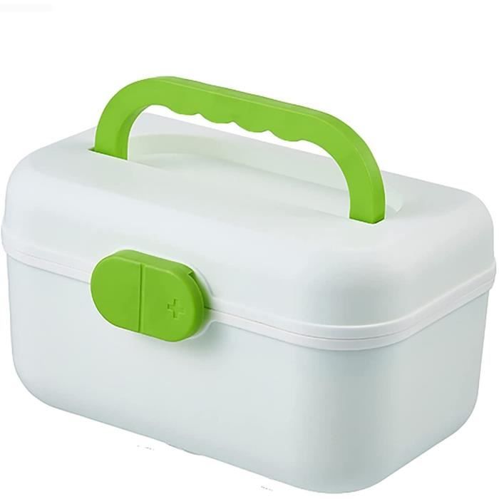Boîte à Médicaments Portable Avec 9 Compartiments – Tissu, Couvercle Transparent, Poignées