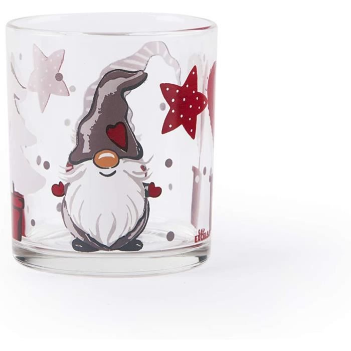 Excelsa Gnomo Friends Set 3 Bicchieri Natalizi, Vetro, Capacità 250 Ml