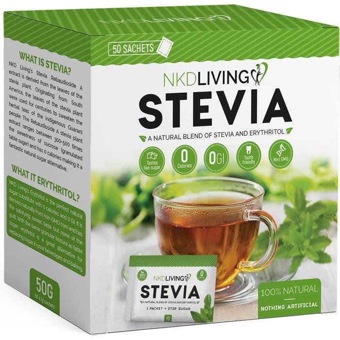 Substituts De Sucre Sachets Stévia D érythritol (50 Sachets) Par