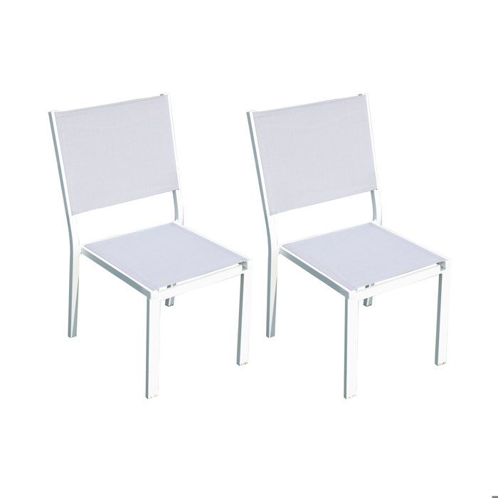 Lot De 2 Chaises De Jardin Aluminium Et Textilène Blanc – Légères, Empilables, Résistantes Aux Intempéries – Confortables Et Faciles à Nettoyer - 3