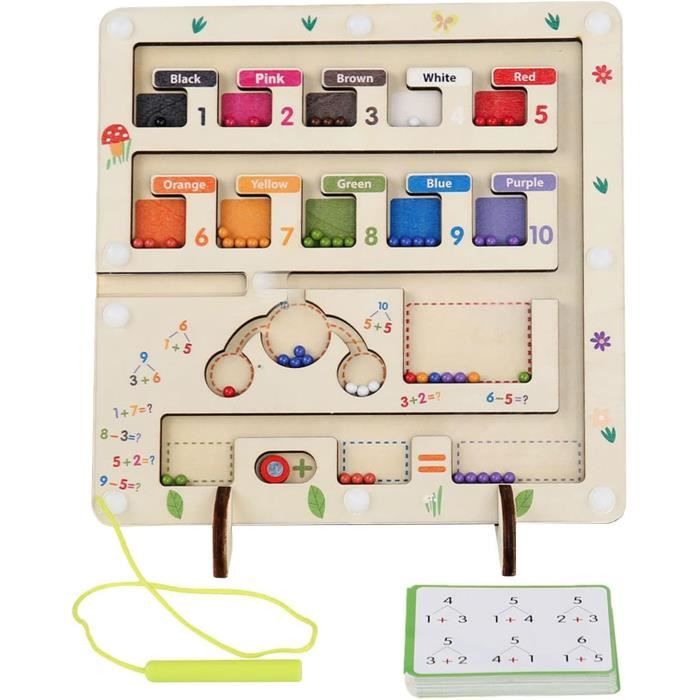 Labyrinthe Magnétique En Bois – Couleurs Et Chiffres 1 à 10, 55 Billes, Stylo Précis, Cadeau Éducatif 3-6 Ans
