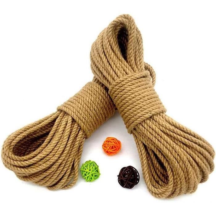 JijAcraft Corde De Jute Épaisse 16mm - 10 Métres De Longueur, Ficelle Chanvre Robuste Pour Bricolage, Décoration Meubles, Emballage, Jardinage Et Arbre à Chat