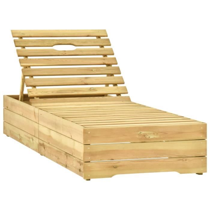 transat chaise longue bain de soleil lit de jardin terrasse meuble d exterieur bois de pin impregne de vert