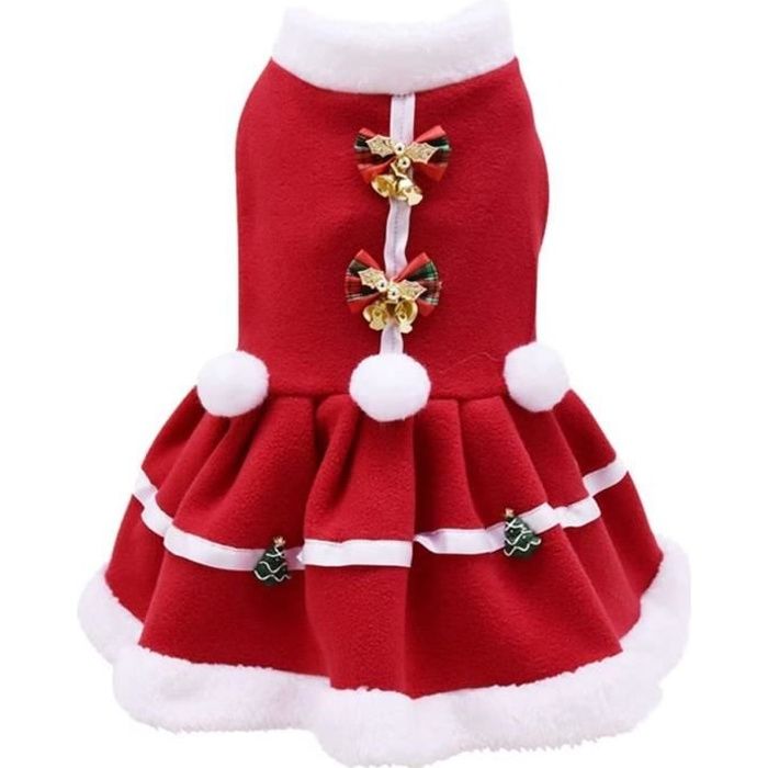Medium Chien Robe De Noël Petit Chien Santa Jupe Filles Pet Costume De Noël Hiver Polaire Manteau Vêtements pour Animaux avec