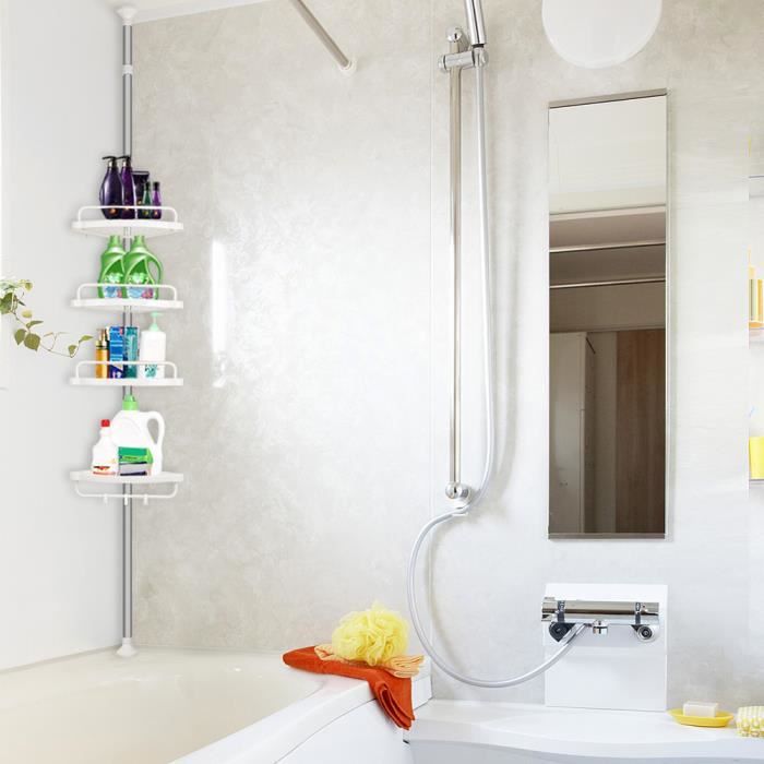 WISS Étagère télescopique dangle de douche - Avec porte-serviette - Savon bain douche