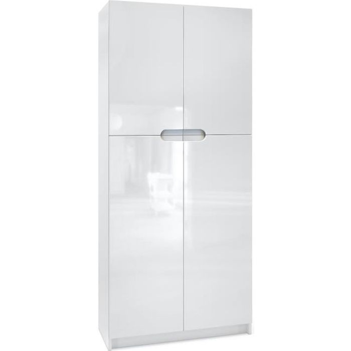 Vladon Armoire de bureau Rangement Logan Corps en Blanc mat Façades en Blanc haute brillance