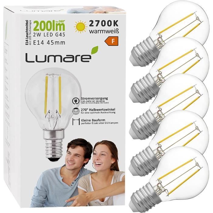 LIWI-LED lampe à économie d'énergie E14 G45, Set de 5