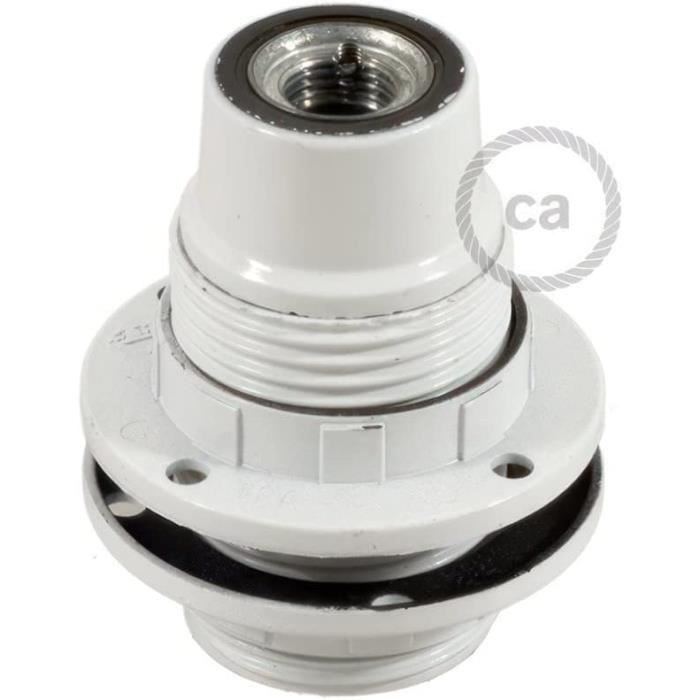Kit Douille E14 en bakelite avec écrou Double Bague pour AbatJour Blanc[572] Cdiscount Maison