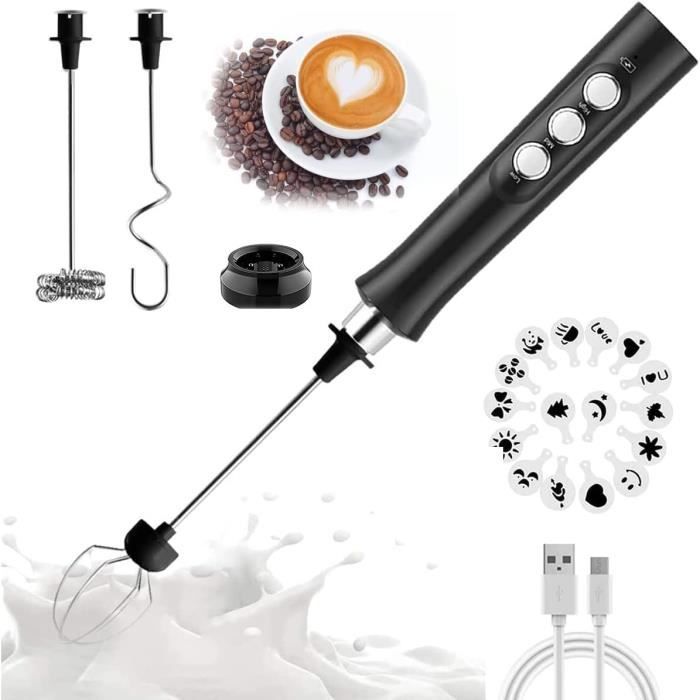 Mousseur à Lait Portatif, Mélangeur à Fouet Rechargeable Pour Café Avec Pochoirs Artistiques, Mélangeur à Café Pour Cappuccino, Match De Chocolat Chaud, Chocolat Chaud, Fouet à œufs