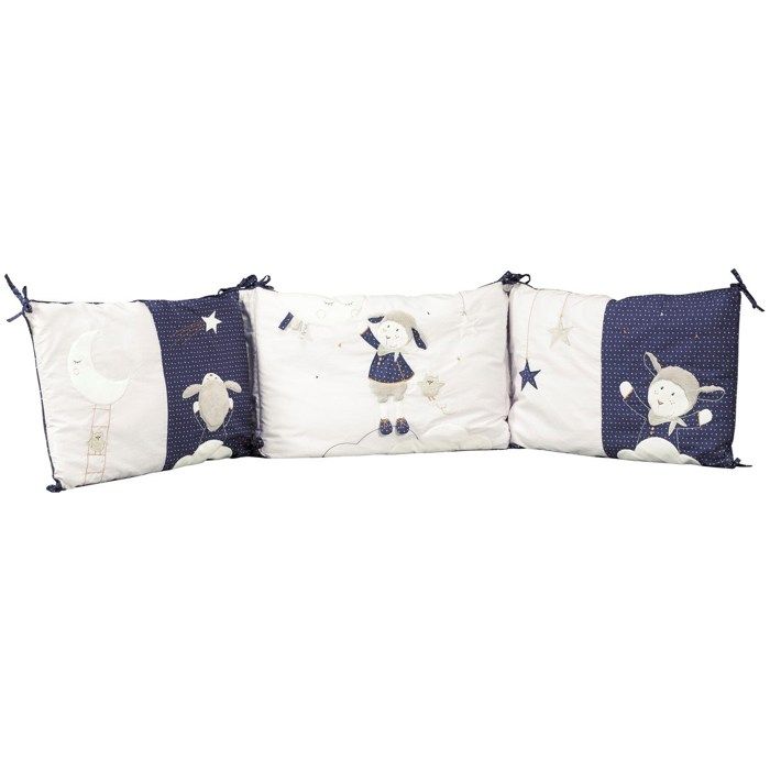 Tour de lit bébé déhoussable - SAUTHON - Merlin - Blanc - Coton - 180x40cm