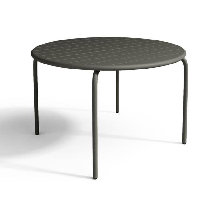 Table ronde de jardin en métal gris foncé - MYLIA - MIRMANDE - 4 places - Fauteuils et chaises empilables