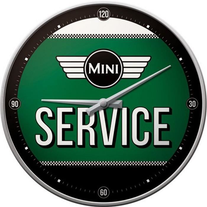 MINI COOPER SERVICE HORLOGE MURALE RETRO DECO VINTAGE 