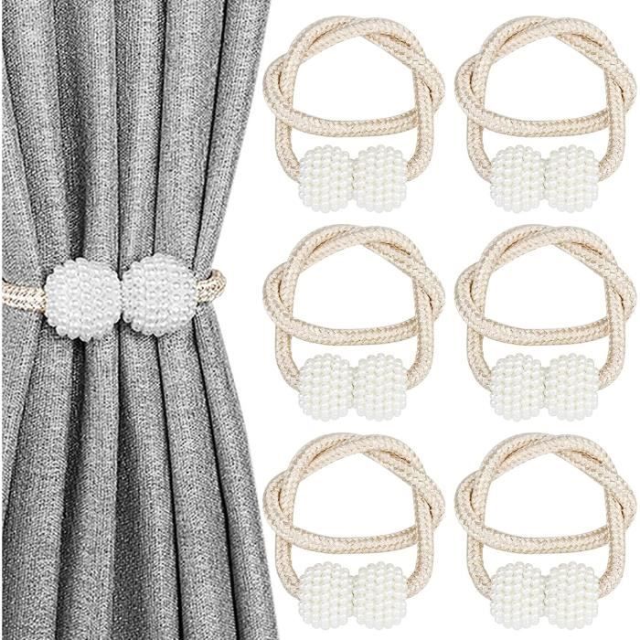 Embrasses De Rideaux Gris Avec Crochets Autocollants - 66cm - Pour Rideaux Lourds Et Décoratifs