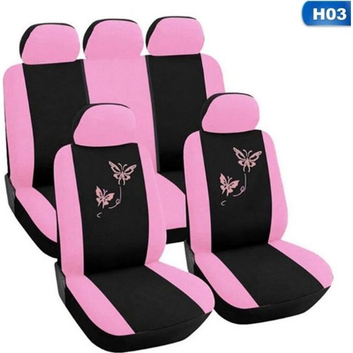 Ensemble d'accessoires de décoration intérieure de voiture rose pour femme,  ceinture de sécurité en dentelle, manette de vitesse, couvertures de