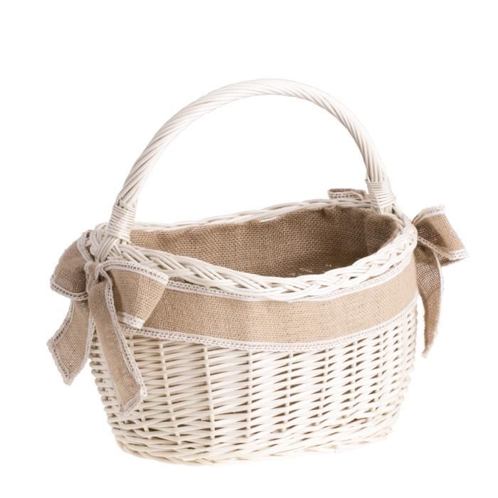 Panier Gondole Vintage Osier Rotin - Fabrication Française - 35cm X 30cm X 15cm