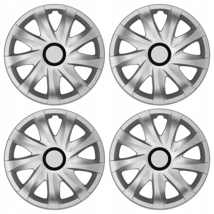 Enjoliveurs de roue - set complet de 4 pièces - NRM Kando - argent - 16