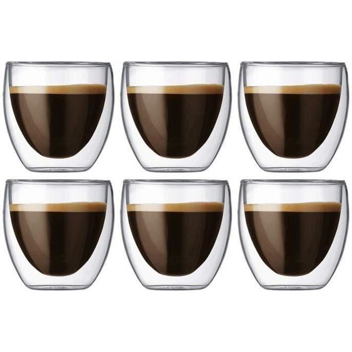 Coffret de 6 Tasse à café-Expresso-Espresso en Verre , Set-Tasses