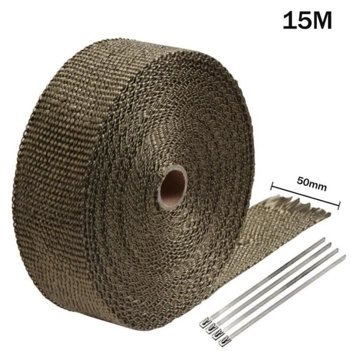 Bande Thermique échappement AolKee - 15m X 5cm, Fibres De Basalte, Résiste à 800°C