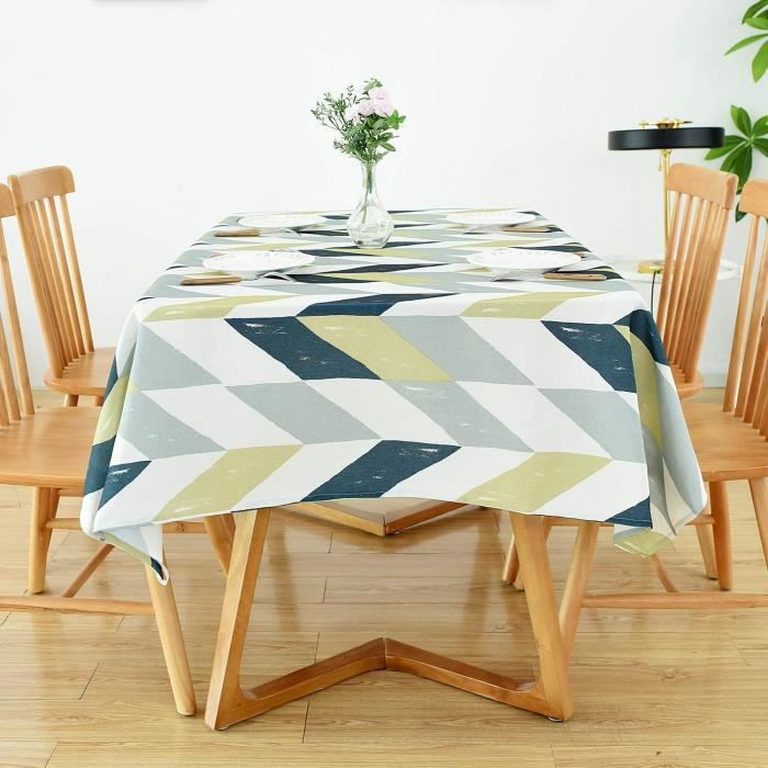 nappe table geometrique forme rectangulaire coton resistant nappe anti taches tissu lavable facile decor table a manger cuisine cdiscount maison