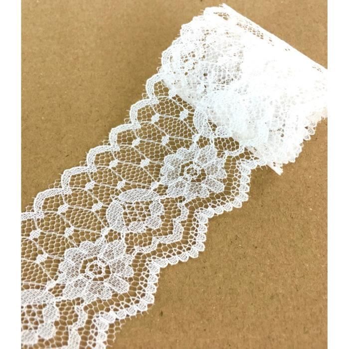 Tissu Dentelle Florale Brillant Blanc - Vendu Au Mètre (1m) - Largeurs Au Choix : 75cm, 145cm Ou 280cm - 100% Polyester - Pour Couture DIY, Robes, Accessoires